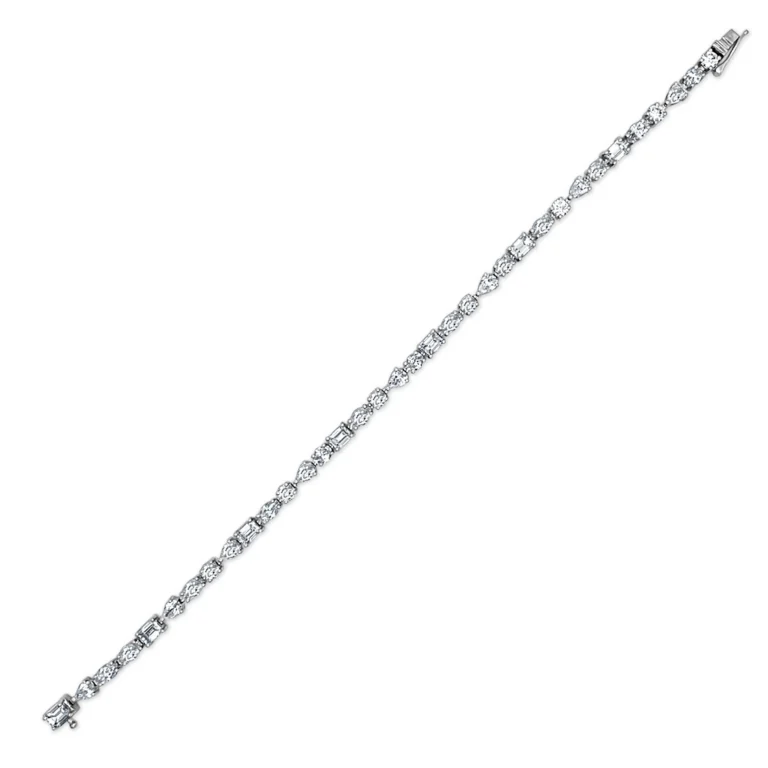14K White Gold Tennis Bracelet with 5.67ctw Fancy Shape Diamonds 7″ 6