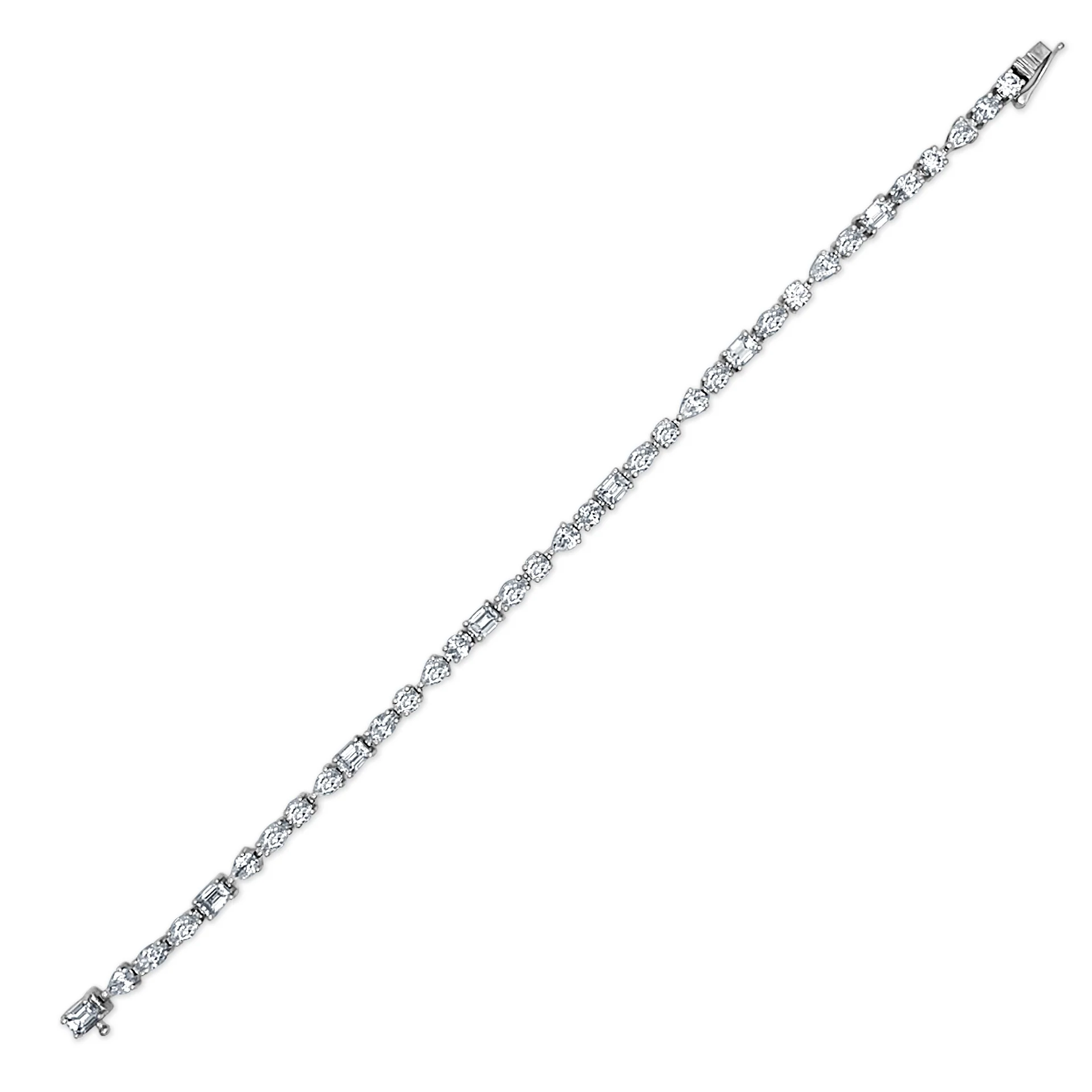 14K White Gold Tennis Bracelet with 5.67ctw Fancy Shape Diamonds 7″ 3