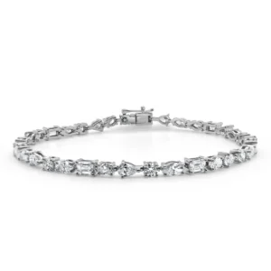 14K White Gold Tennis Bracelet with 5.67ctw Fancy Shape Diamonds 7"