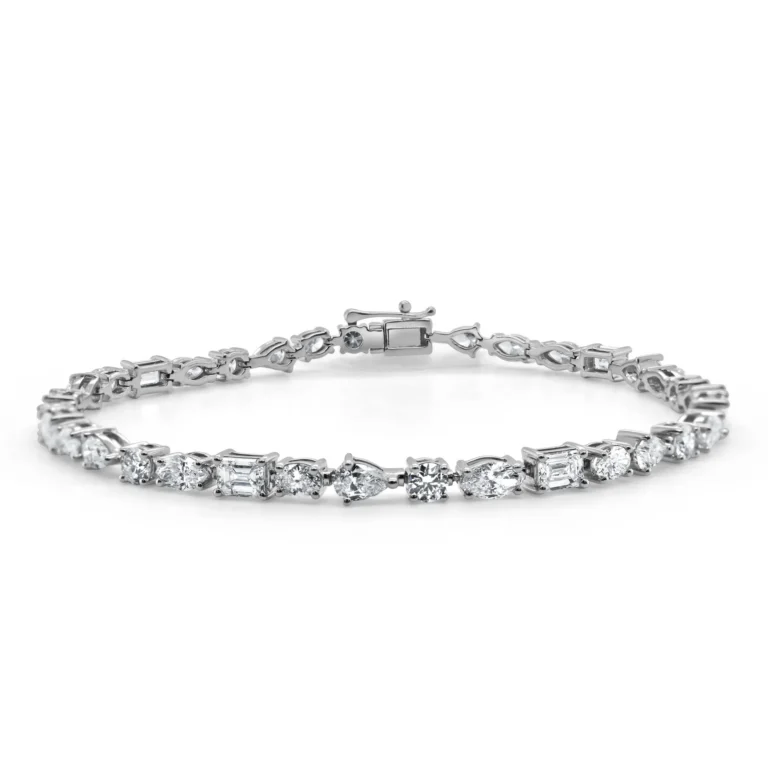 14K White Gold Tennis Bracelet with 5.67ctw Fancy Shape Diamonds 7″ 4