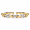 14K Yellow Gold Bujukan Bead X Station Bangle with .49ctw Diamonds Size 6.25 Bracelets 13