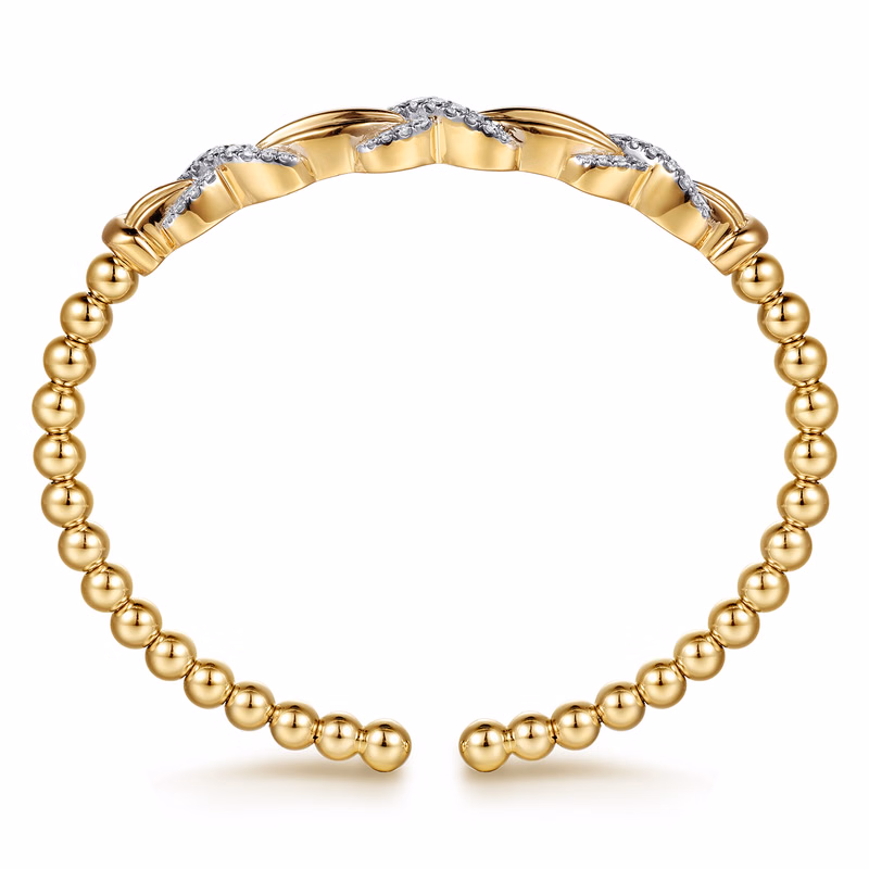 14K Yellow Gold Bujukan Bead X Station Bangle with .49ctw Diamonds Size 6.25 Bracelets 4