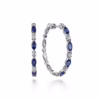 14K White Gold Hoops with 1.60ctw Sapphires & .33ctw Diamonds 30mm Earrings 7