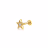 14K Yellow Gold Star Shape Single Flatback Stud with .01ctw Diamond Earrings 10