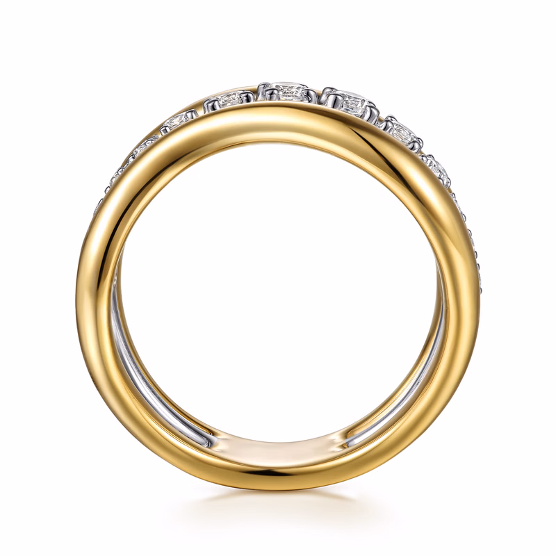 14K Two-Tone Wave Ring with .36ctw Diamonds Size 6.5 Fine Jewelry 3