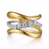 14K Two-Tone Wave Ring with .36ctw Diamonds Size 6.5 Fine Jewelry 16