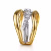 14K Two-Tone Wave Ring with .36ctw Diamonds Size 6.5 Fine Jewelry 20