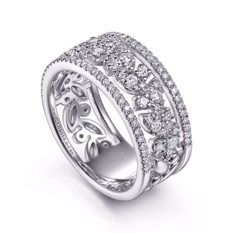 14K White Gold Stackable Ring with .65ctw Diamonds Size 6.5 Fine Jewelry 10