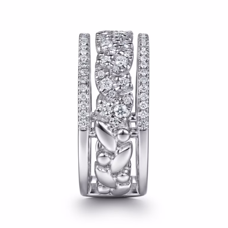 14K White Gold Stackable Ring with .65ctw Diamonds Size 6.5 Fine Jewelry 11