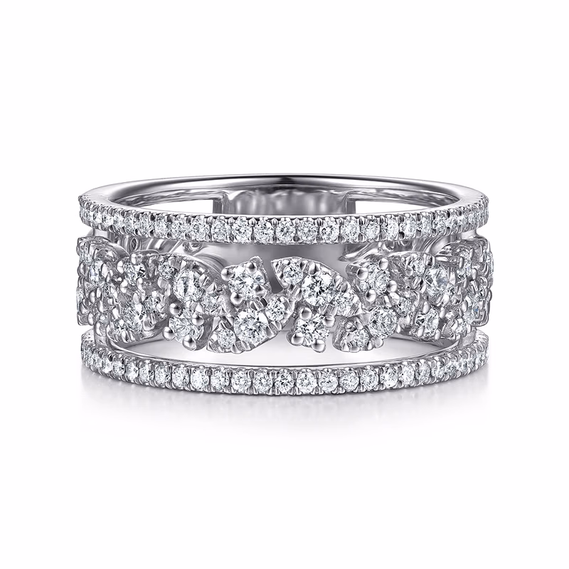 14K White Gold Stackable Ring with .65ctw Diamonds Size 6.5 Fine Jewelry