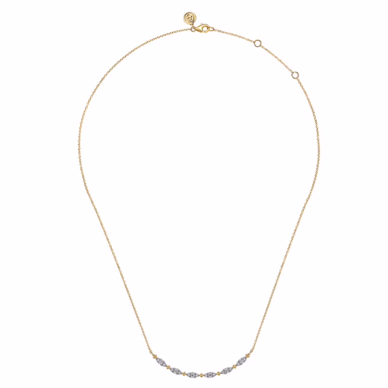 14K Two-Tone Bujukan Bead Bar Necklace with .33ctw Diamonds Fine Jewelry 6