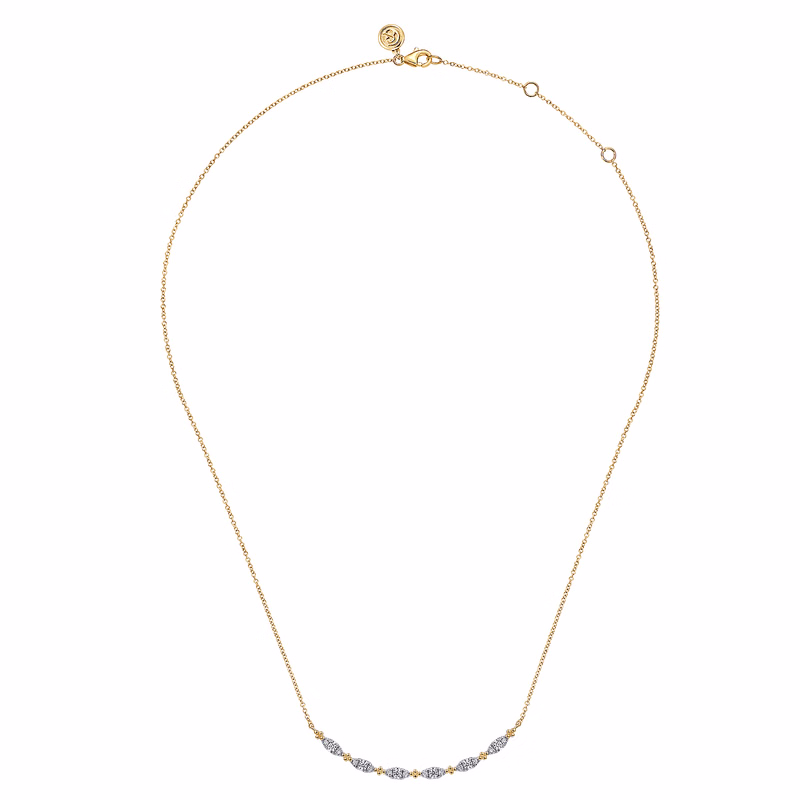 14K Two-Tone Bujukan Bead Bar Necklace with .33ctw Diamonds Fine Jewelry 3