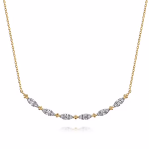 14K Two-Tone Bujukan Bead Bar Necklace with .33ctw Diamonds