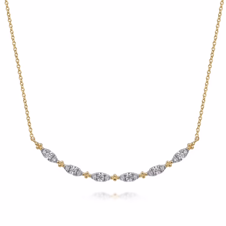14K Two-Tone Bujukan Bead Bar Necklace with .33ctw Diamonds Fine Jewelry 4
