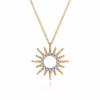 14K Yellow Gold Bujukan Bead Sunburst Necklace with .12ctw Diamonds Fine Jewelry 10