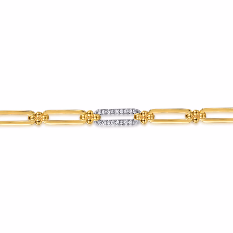 14K Two-Tone Bujukan Clover Link Chain Bracelet with .31ctw Diamonds 7″ Bracelets 3