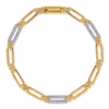 14K Two-Tone Bujukan Clover Link Chain Bracelet with .31ctw Diamonds 7″ Bracelets 10