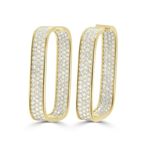 14K Yellow Gold Pave Hoops with 3.06ctw Diamonds