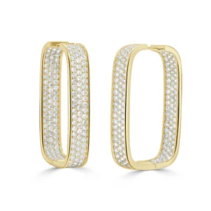 14K Yellow Gold Pave Hoops with 3.06ctw Diamonds