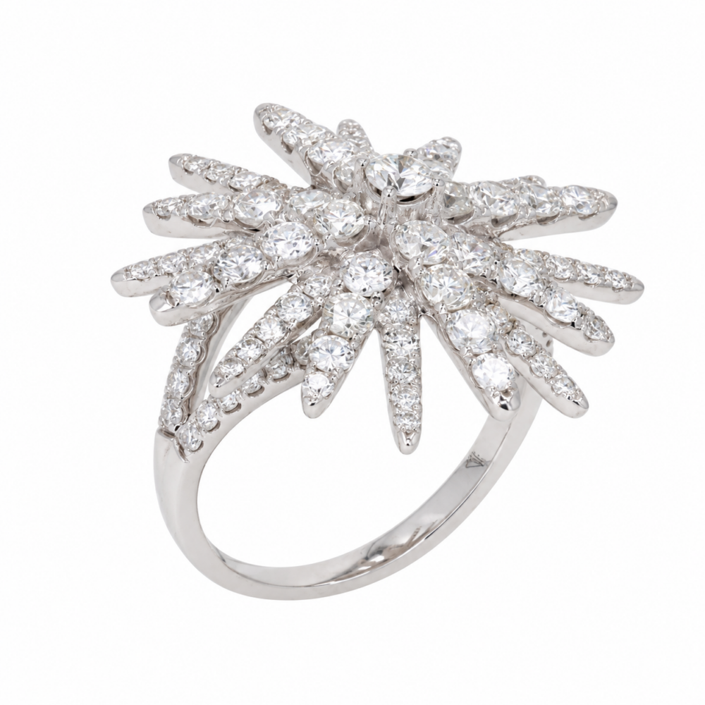 14K White Gold Starburst Ring with 2.86ctw Diamonds Size 7 Fine Jewelry 8