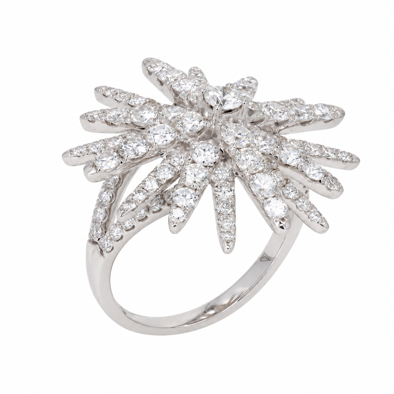 14K White Gold Starburst Ring with 2.86ctw Diamonds Size 7 Fine Jewelry 2