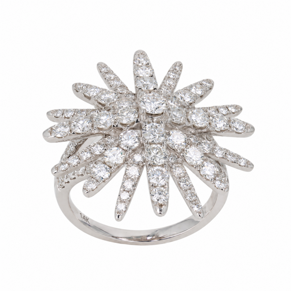 14K White Gold Starburst Ring with 2.86ctw Diamonds Size 7 Fine Jewelry 7