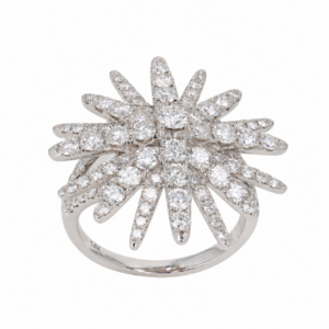 14K White Gold Starburst Ring with 2.86ctw Diamonds Size 7