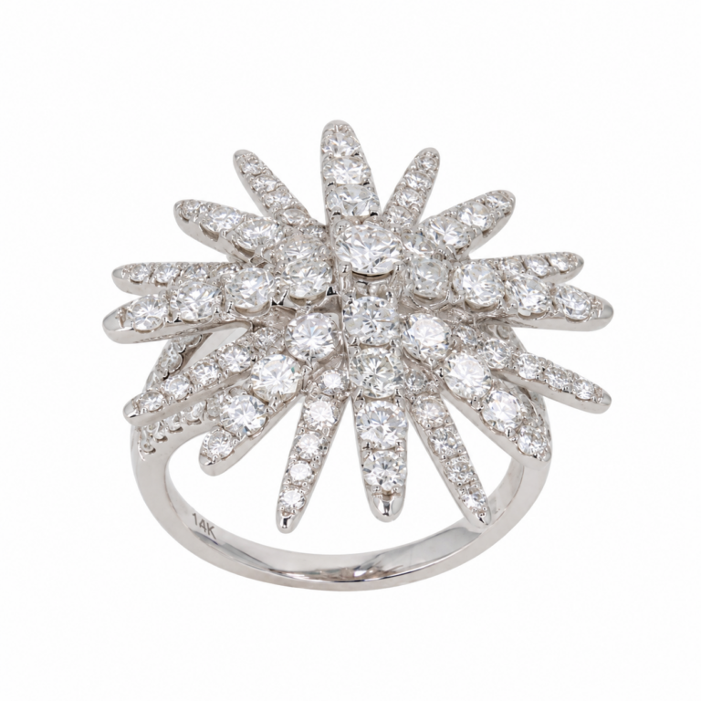 14K White Gold Starburst Ring with 2.86ctw Diamonds Size 7 Fine Jewelry 4