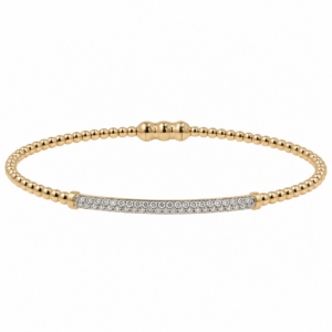 14K Yellow Gold Bujukan Bead Lock Bangle with .33ctw Diamonds Size 6.25