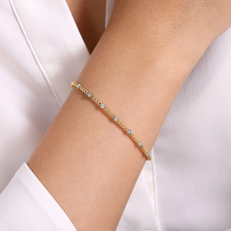 14K Two-Tone Bujukan Bead Lock Bangle with .20ctw Diamonds Size 6.25 Bracelets 4