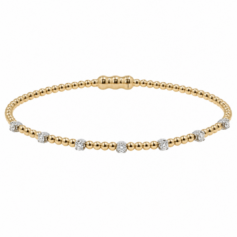 14K Two-Tone Bujukan Bead Lock Bangle with .20ctw Diamonds Size 6.25 Bracelets 3
