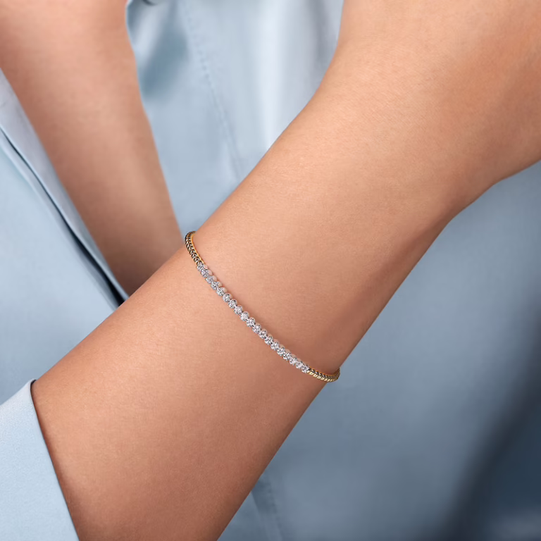 14K Two-Tone Bujukan Bead Lock Bangle with .40ctw Diamonds Size 6.25 Bracelets 4