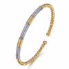 14K Two-Tone Bujukan Bead Bangle with .52ctw Diamonds Size 6 Bracelets 15