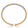 14K Two-Tone Bujukan Bead Bangle with .52ctw Diamonds Size 6 Bracelets 16