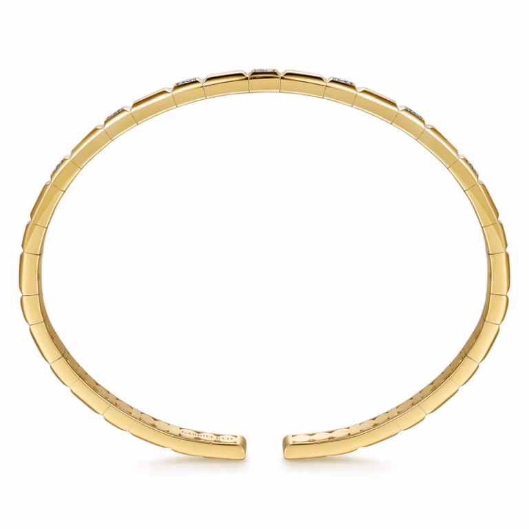 14K Yellow Gold Contemporary Bangle with .14ctw Diamonds Size 5.75 Bracelets 7