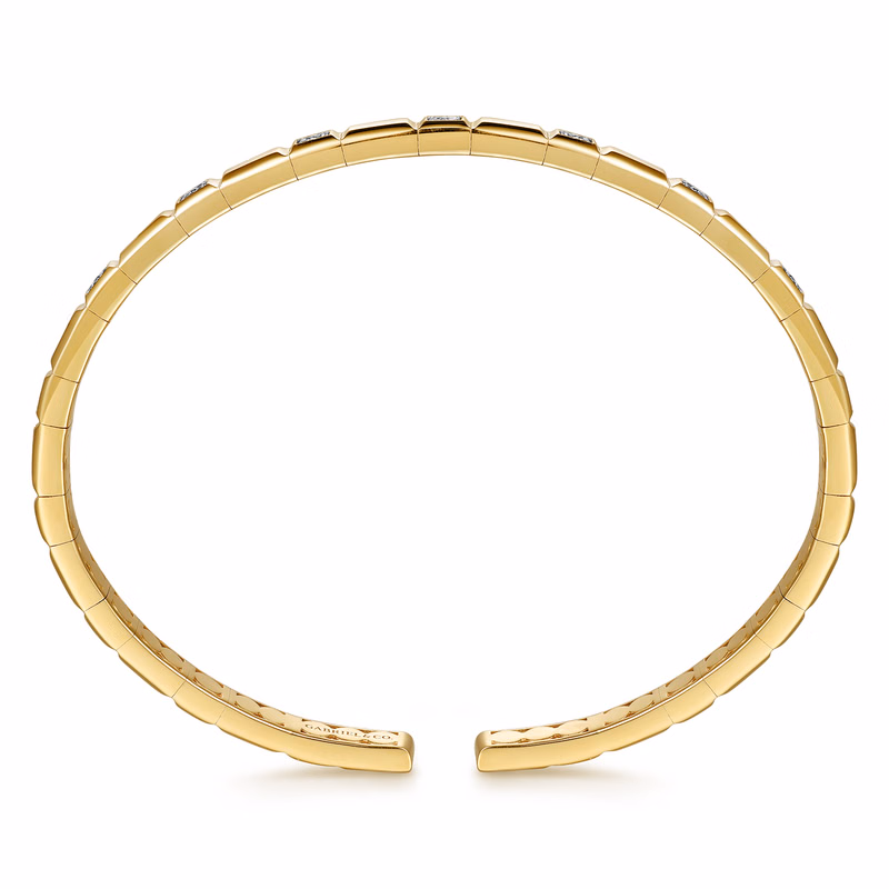 14K Yellow Gold Contemporary Bangle with .14ctw Diamonds Size 5.75 Bracelets 3