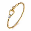14K Yellow Gold Bujukan Stirrup Bangle with .17ctw Diamonds Size 6.25 Bracelets 18