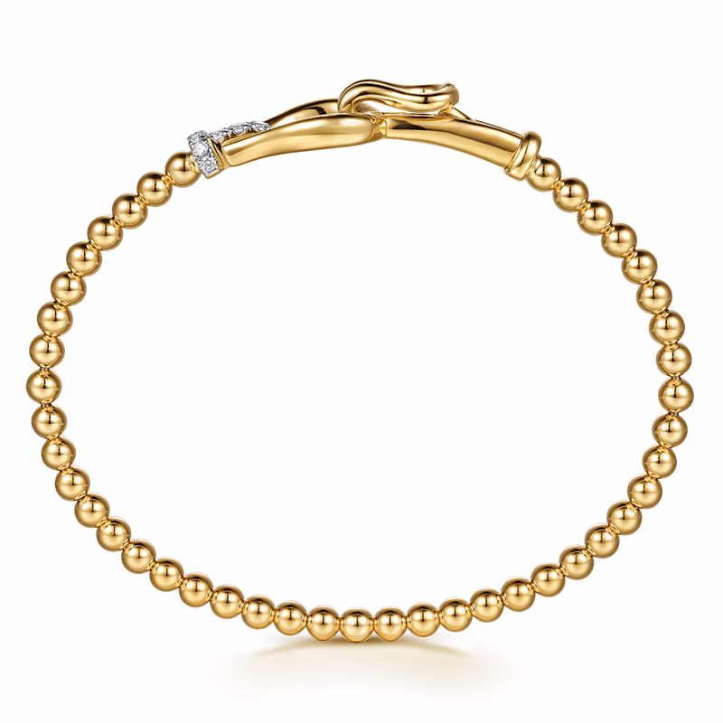 14K Yellow Gold Bujukan Stirrup Bangle with .17ctw Diamonds Size 6.25 Bracelets 4