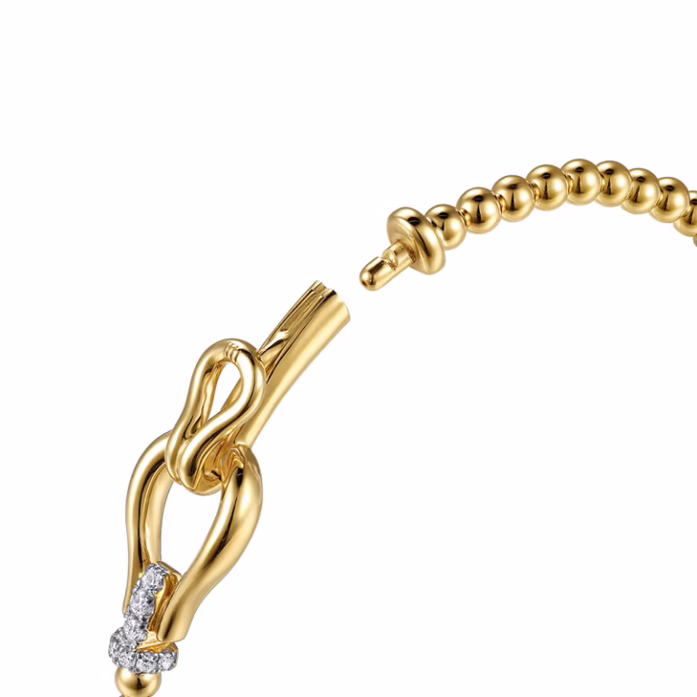 14K Yellow Gold Bujukan Stirrup Bangle with .17ctw Diamonds Size 6.25 Bracelets 10