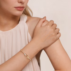 14K Yellow Gold Bujukan Stirrup Bangle with .17ctw Diamonds Size 6.25