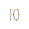 14K Two-Tone Rhombus Hoops with .06ctw Diamonds 20mm Earrings 7