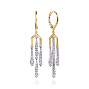 14K Two-Tone Chandelier Earrings with .53ctw Diamonds