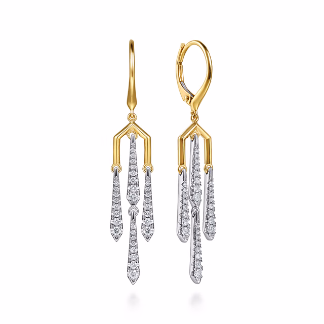 14K Two-Tone Chandelier Earrings with .53ctw Diamonds Earrings