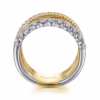 14K Two-Tone Wide Band Easy Stack Ring with .65ctw Diamonds Size 6.5 Fine Jewelry 18