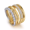 14K Two-Tone Wide Band Easy Stack Ring with .65ctw Diamonds Size 6.5 Fine Jewelry 19