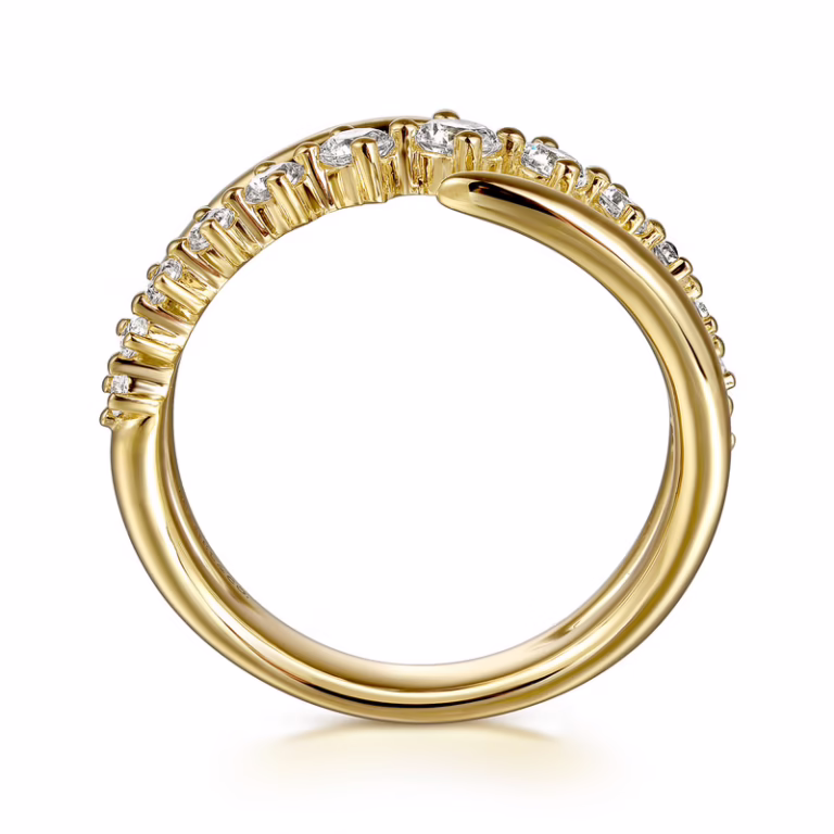 14K Yellow Gold Bypass Ring with .51ctw Diamonds Size 6.5 Fine Jewelry 9