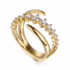 14K Yellow Gold Bypass Ring with .51ctw Diamonds Size 6.5 Fine Jewelry 22