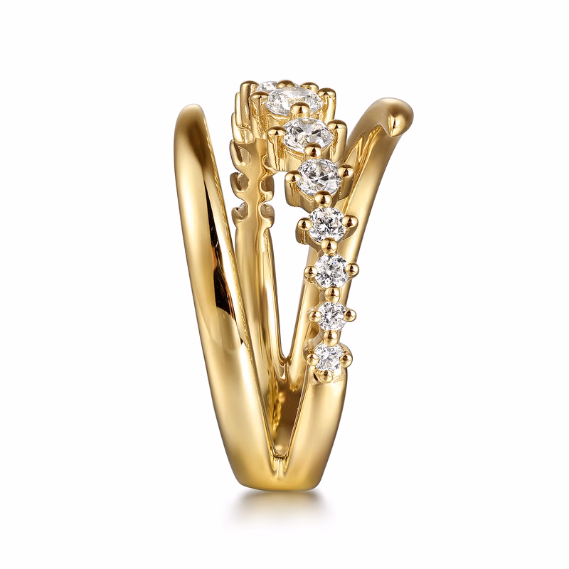 14K Yellow Gold Bypass Ring with .51ctw Diamonds Size 6.5 Fine Jewelry 5