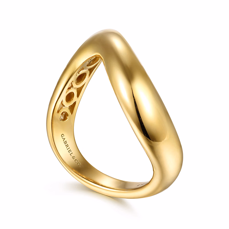 14K Yellow Gold Stackable Wave Ring Size 6.5 Fine Jewelry 4