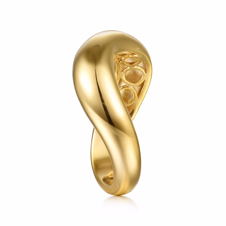 14K Yellow Gold Stackable Wave Ring Size 6.5 Fine Jewelry 12